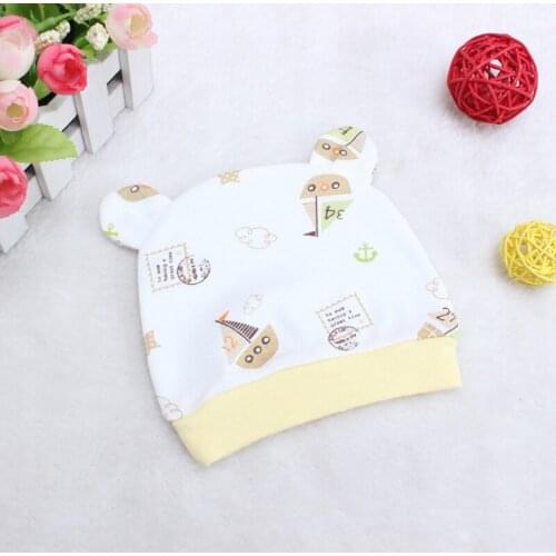 Baby Hats Lovely Baby Cap For Boy 100% Cotton Newborn Girls Hat Baby Bonnet 0-3 Months Elasticity Newborn Props Accessory Bonnet
