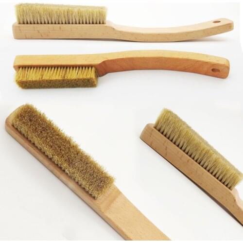 Indoor Rock Climbing Wall Eco Friendly Pure Natural Boars Hair Bouldering Brush With Beech Wood Handle