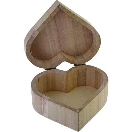 Natural Pine Wood Jewelry Box Clasp Heart Memory Keepsakes Wood Box