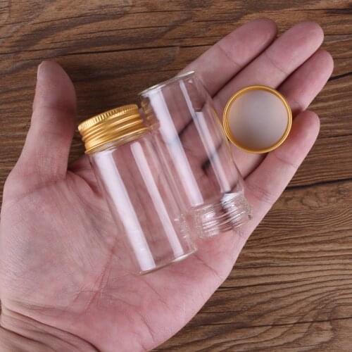 5pcs 30ml 30*70mm Glass bottle with Golden Aluminum Caps Potion bottles Glass Jars Ink Bottles Perfume Bottles Spice Jars
