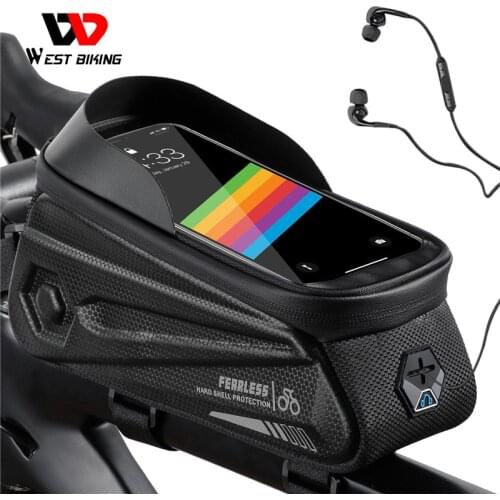 WEST BIKING Bicycle Front Tube Bag Fit 7.0in Touchscreen Phone Rainproof Rainproof Colorful Cycling Bags MTB Bike Accessories