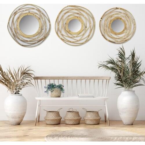 Irregular Rattan Dressing Mirror Innovative Art Decor Makeup Mirrors Living Room Bathroom Wall Hanging Mirror Photo Props