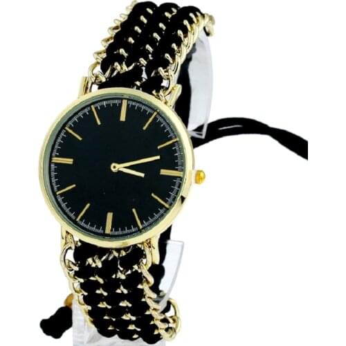 Gnova Platinum Women Watch Ethnic Fashion Golden Chain Braided Cords Bracelet Dress Wristwatch Femme Quartz Clock Reloj A601