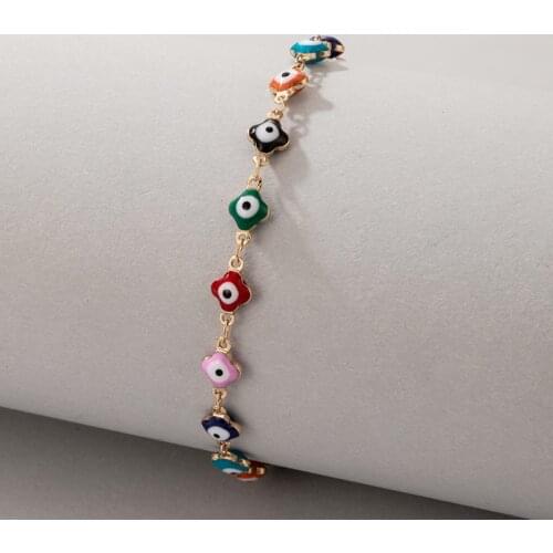 Tocona Colorful Beaded Bracelets for Women Pretty Flowers Eyes Gold Silver Color Alloy Metal Adjustable Chain Jewelry 18058