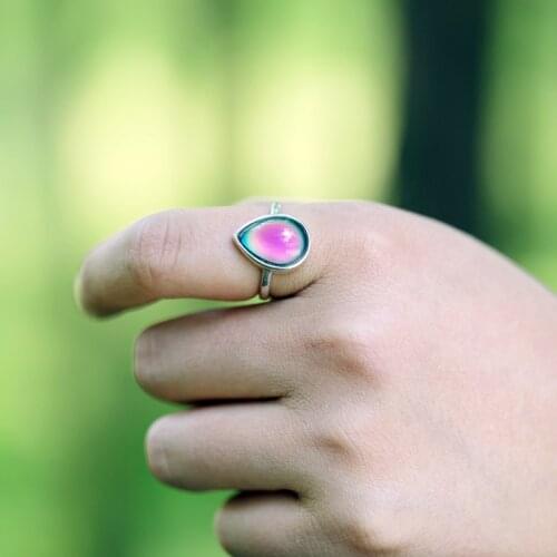 Hot Sale Handmade S925 Sterling Silver Ring Women Best Gift Adjustable Emotional Control Mood Ring MOJOKFRG-017