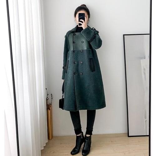 Natural Real Fur Coat Female Vintage Long Sheep Fur Jacket Women Autumn Winter Double Faced Leather Jacket Fur Tops Hiver 80868