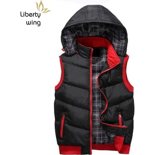 Winter Sleeveless Down Jacket Casual Hooded Vest Fashion Warm Outwear Coat For Men Zipper Lovers Windbreaker Large Size 5XL