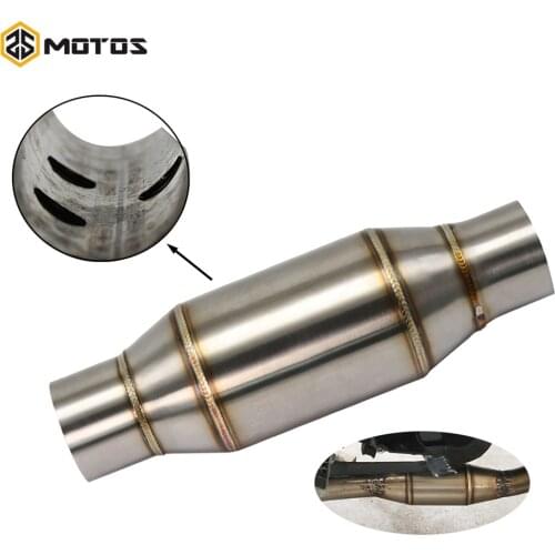 ZS MOTOS 76mm Motorcycle Exhaust Pipe Muffler Expansion Chamber Refit Back Pressure Core Silent Catalyst Silencer For Ak