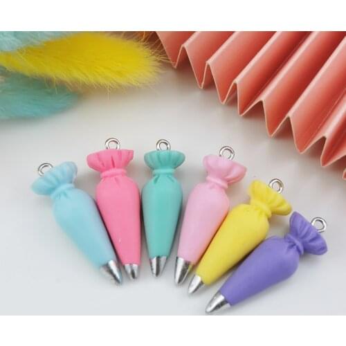 ApeUr 10pcs Trendy Colorful Simulation Cream Pendant Charms Macarons Cream Bag Resin Charms Jewelry Making DIY Earrings Floating