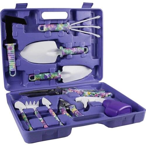 10pcs Gardening Tool Set With Carrying Case Gardening Hand Tools Including Shovel Watering Can Trowel Transplanter Weeder Pruner