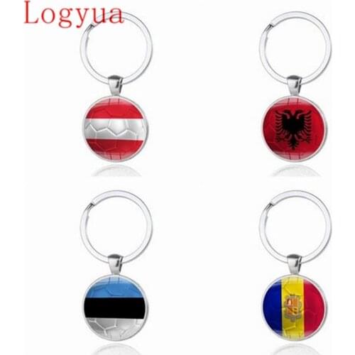 10 x New 2018 Football Car Keychain Keyring For Denmark Finland Iceland Albania Andorra Austria Estonia Poland Flag