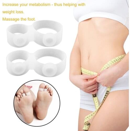 2PCS/1Pair Magnetic Silicon Diet Slimming Foot Double Toe Ring Weight Loss Diet Massage Fitness Slimming