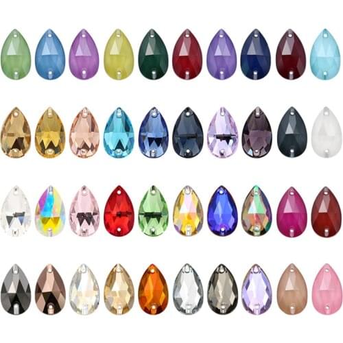 3230# 12pcs/pack 11x18mm Crystal Teardrop Sew On Stones Flatback Droplet K9 Sewing Glass Crystal Beads For Dress Jewelry