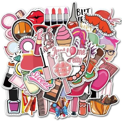 50pcs/SET Girl Dress Fashion Theme Sticker Waterproof Car Laptop Skateboard Surfboard Luggage Bicycle Kids Toy Home Decor