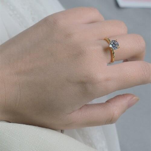 925 Sterling Silver Gold-Plated Vintage Diamond Ring Opening Adjustable Ring Live Mouth Ring Japan And South Korea Trend