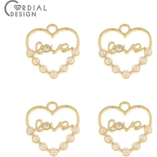 Cordial Design 100Pcs 17*18MM Jewelry Accessories/Heart Shape/Earrings Pendants/Imitation Pearl/Jewelry Findings & Components
