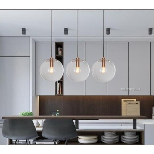 Free Shipping Nordic American Style E27 Edison Bulb Loft Vintage Pendant Light, Round Ball Transparent clear Glass Pendant Lamp