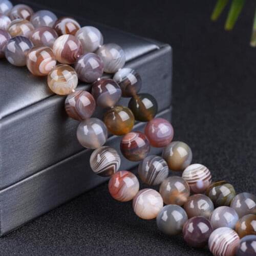 High Quality Natural Color Botswana Agates Stone 6/8/10/12mm Smooth Round Necklace Bracelet Jewelry Gems Loose Beads 38cm wk122