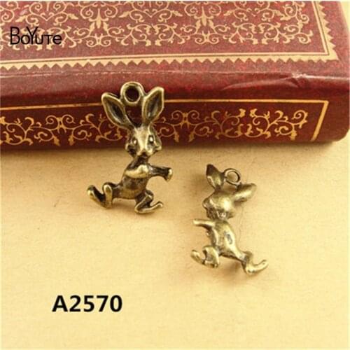 BoYuTe (50 Pieces /lot) 19*12MM Antique Bronze Plated Happy Rabbits Charms Pendants fit Bracelet Necklace Diy Jewelry Making