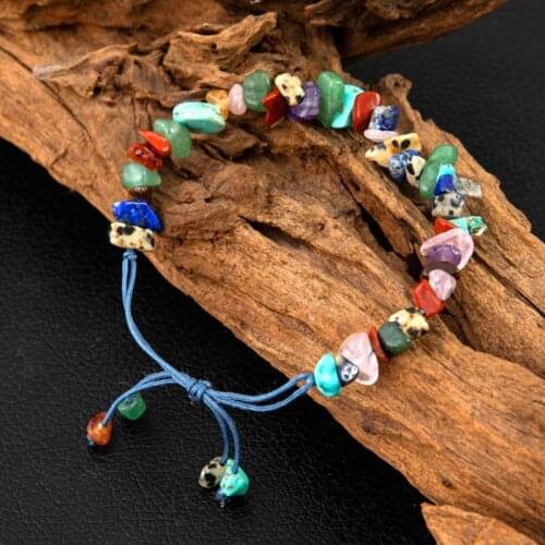 Natural Gemstone Colored Crystal Crushed Stone Bracelet Piece Gemstone Elastic Bracelet Tumble Polishing Gift for Girls Women