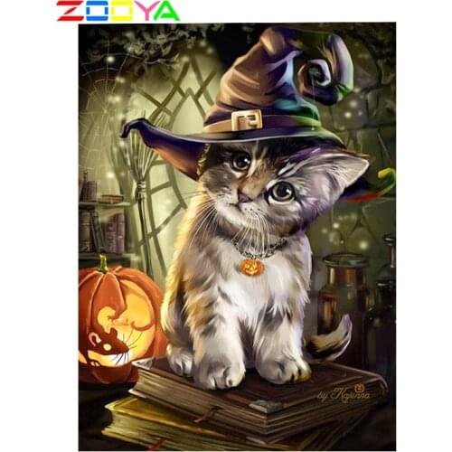 Diy 5D Halloween Pumpkin Diamond Painting Diamond Cross Embroidery Kitten Action Diamond Painting Mosaic Home Decoration Sp298