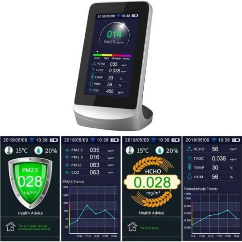 DM72 CO2 Carbon Dioxide Meter USB Analyzer Meter with Tuya CO2 WIFI Indoor Multi-Function Air Detector TVOC Gas Quality Monitor
