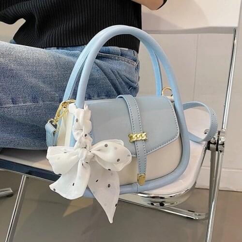 Elegant Female Square Tote Ribbon 2021 Fashion New High quality PU Leather Women Designer Handbag Travel Shoulder Messenger Bag