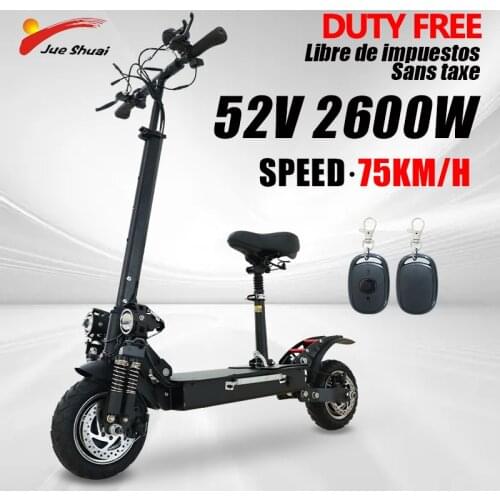 52V Dual Motor E-scooter 75km/h Fast Hoverboard 10inch Big Wheel Skateboard with Seat Remote Control 2000W Electric kick scooter