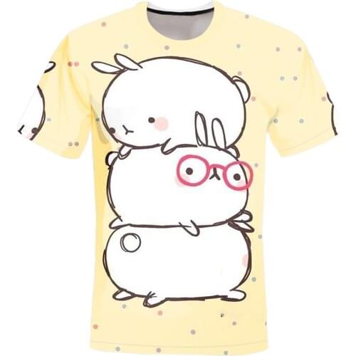 Summer mens and womens T-shirts fresh and creative embossed pattern Harajuku round neck short sleeve casual fashion couple wea