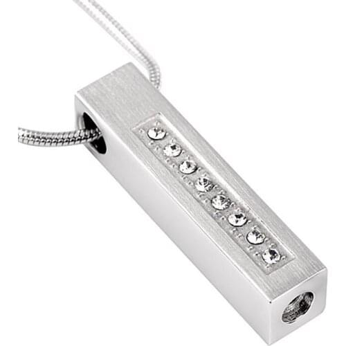 IJD8414 Inlay Crystal Stainless Steel Cremation Pendant Keepsake Necklace for Ashes Urn Memorial Souvenir Jewelry