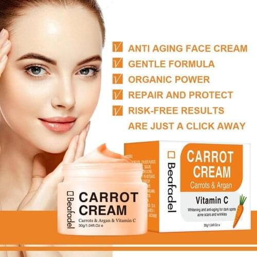 30g Face Whitening Cream Carrot Face Cream Vitamin C Dark Spot Corrector Brighten Blemish Freckle Remover Natural Skin Care