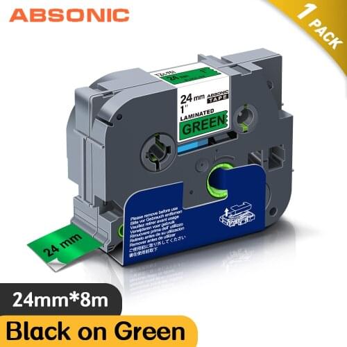 Absonic 24mm Black on Green TZe-751 TZe751 TZ-751 TZ751 Tapes for Brother P-Touch Labelmaker for PT-D600 PT-P700 Printer Ribbon