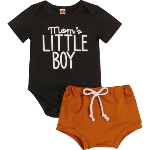 Summer Fashion Newborn Boys Formal Clothing Set Clothes Cute Letter Print Short Sleeve Romper and Shorts 2Pcs Summer Outfits Set