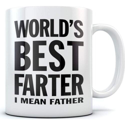 Worlds Best Farter, I Mean Father Coffee Mug Christmas, Fathers Day Gift for Dad, Grandpa, Husband From Son, Daughter, Grandso