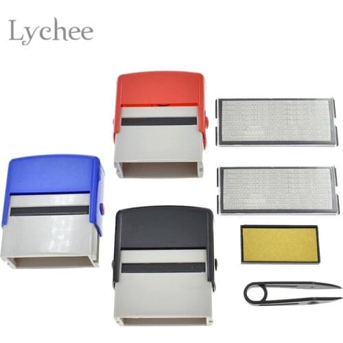 Lychee Life Rubber Stamp Kit With Tweezers Plastic Self Inking Stamp DIY Stamping Tool for Business