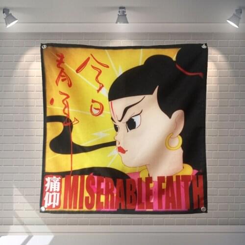 Rock Theme tapestry Flag Banner Canvas Printing Wall Chart Band Logo Metal Music Posters Mural Bar cafe Wall Decor Hanging cloth