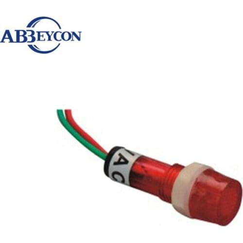 Red button metal ring 10mm Dia indicator light 6v 12v 24v 28v 220 volt indicator lights AC 220V Electric Bicycle Plastic Wire