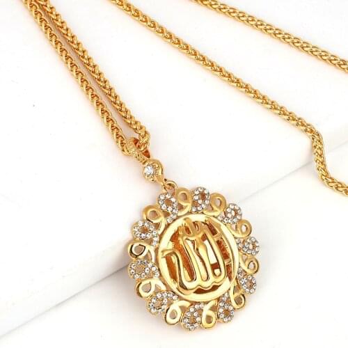 Islam muslim Allah crystal pendant necklace accept drop shipping