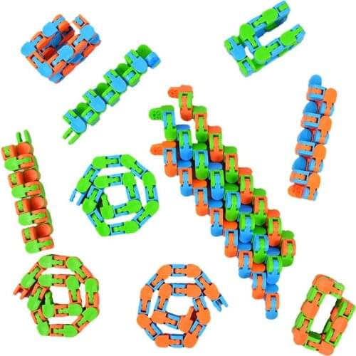 3pcs New Kids Autism Snake Puzzles Multicolor Wacky Tracks Snap and Click Fidget Toys Classic Sensory Toy 24bit Wacky