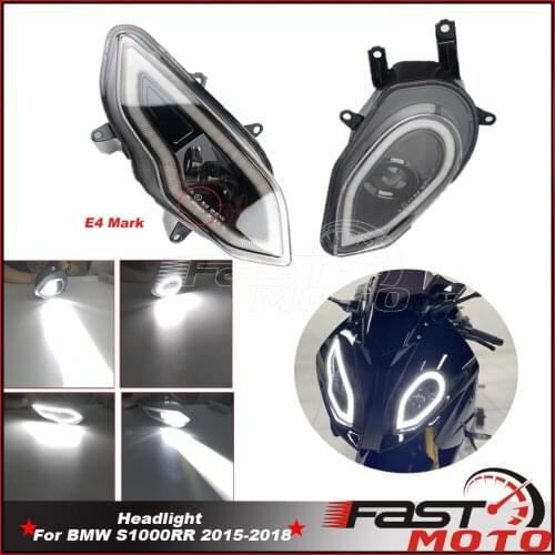 For BMW S1000RR S 1000 RR Front Headlight Head Lamp Assembly Black Inner Bezel LED Headlamp E4 Mark Hi/Lo Beam Lighting 2015-18