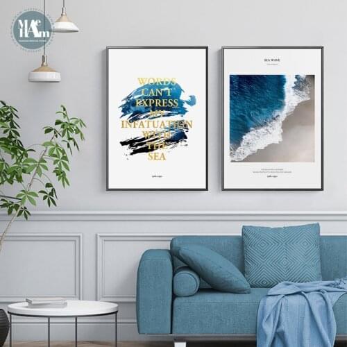 Scandinavian Style Blue ocean Landscape Canvas Posters and Prints Wall Art Painting Nordic Decoration Pictures Modern Home Decor