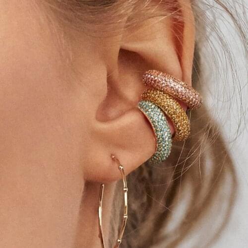 1 PC Punk Rock Cartilage Clip Earrings for Women Fake No Piercing Cuff Earrings Crystal Rhinestone C Shape Gemmetric Jewelry