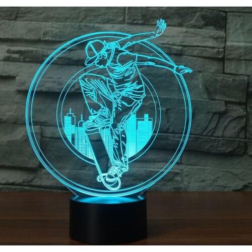 [Seven Neon]Chute boar Skater Acrylic 7Colors Desk Lamp 3D Lamp Novelty Led Night Light Millennium Falcon Light
