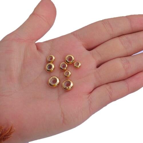 1Pc 18K Gold Plated 6-10mm Oblate "Smart" Beads Silicone Insert For Chain Jewelry Making Positioning Ball End Beads Findings