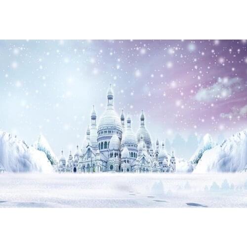 Fairy Tale World Photography White Palace In The Ice Mountains With White Snow Backdrop For Baby Shower Photo Studio Booth Props