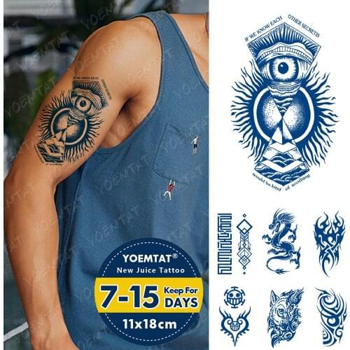 Juice Lasting Ink Tattoos Body Art Waterproof Temporary Tattoo Sticker Hourglass Eyes Sun Tatoo Arm Fake Dragon Totem Tatto Men