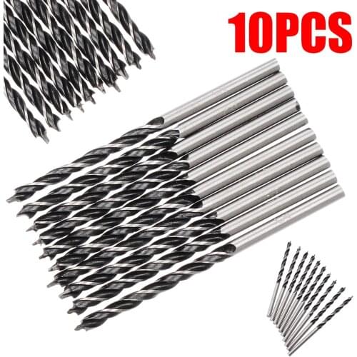 10pcs 3mm Diam Twist Drill Bit Wood Drill Bits with Center Point High Strength Drilling Tool for Woodworking