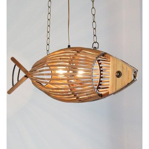 Light wooden fish restaurant cafe bars American retro personality Internet cafe droplight southeast Asian art
