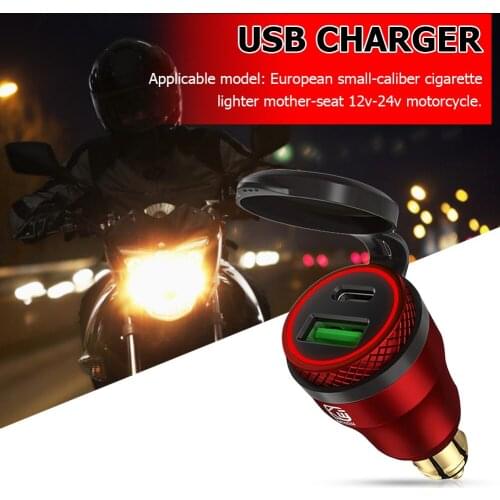 USB Charger Adapter DIN Hella Plug to QC3.0 + PD with LED Light Outdoor Anti-resistance Repairing Parts for Motorcycle