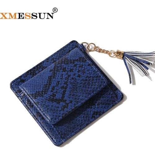 XMESSUN 2021 New Fashion Snake Small Wallet Double-layer Cover Coin Python Purse Tassel Card Bag Multi-card Trendy Card H363